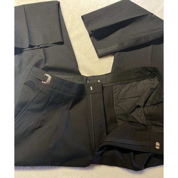 Vtg First Nighter Mens Tuxedo 44L 36x32 Black Tux Suit Adjustable Waist - Picture 6 of 16